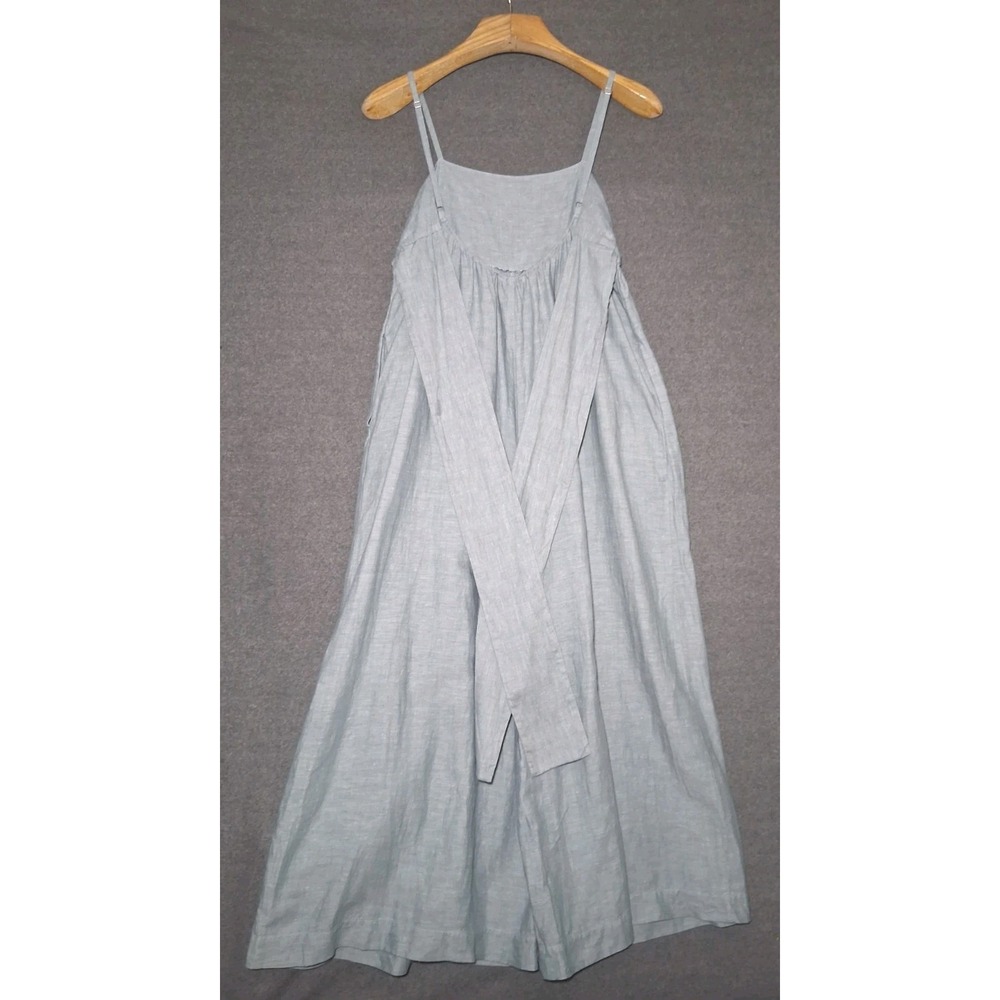 Madewell Linen Blend Tie Back Wide Leg Jumpsuit Size 4 Faded Shale Strappy - Picture 4 of 9